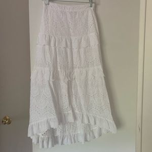 White eyelet tiered midi skirt size small